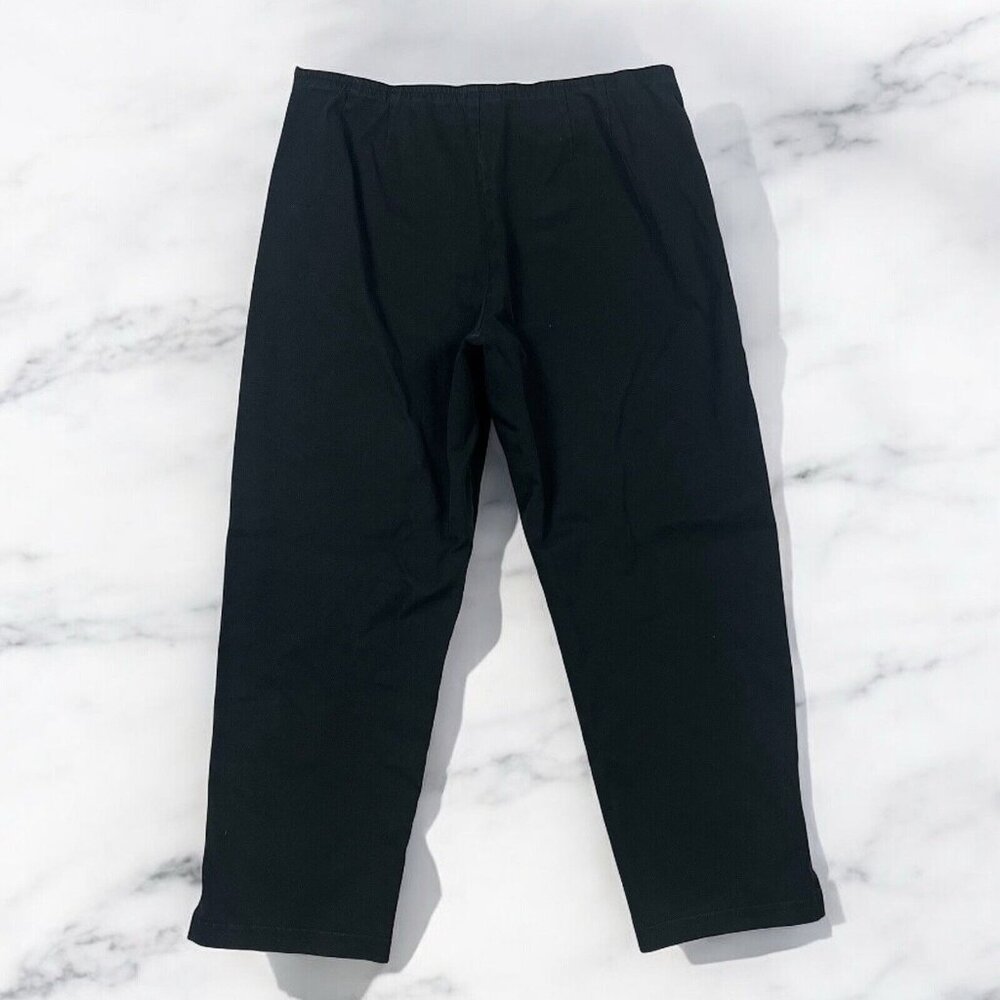 Eileen Fisher Pants Size Medium Black Crop Side Zip Capri Organic Cotton - Picture 4 of 10